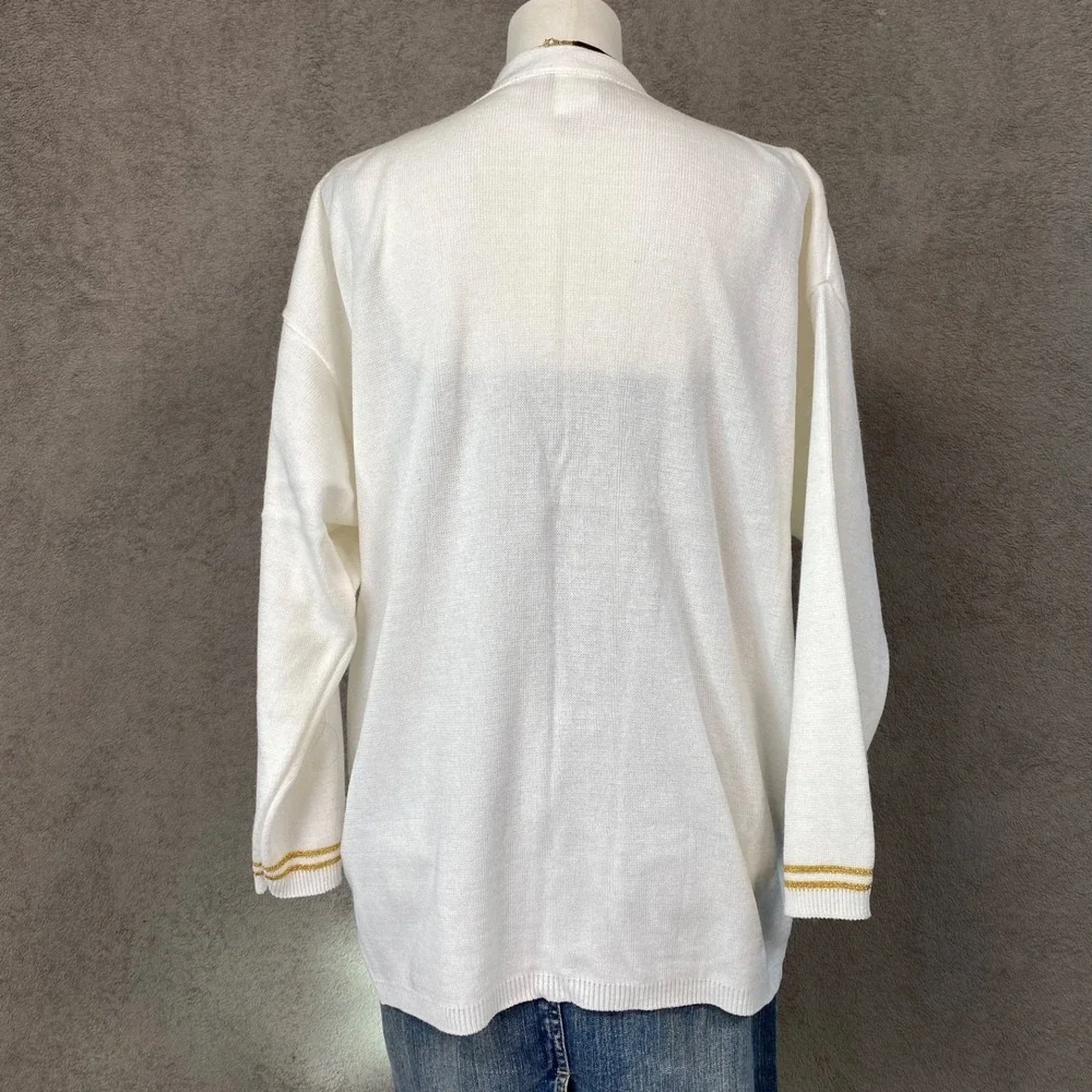 Vintage Womens Preppy Button Up Cardigan Size M Tennis Prep Old Money Crest Twee - Picture 5 of 11
